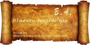 Blauhorn Apollónia névjegykártya